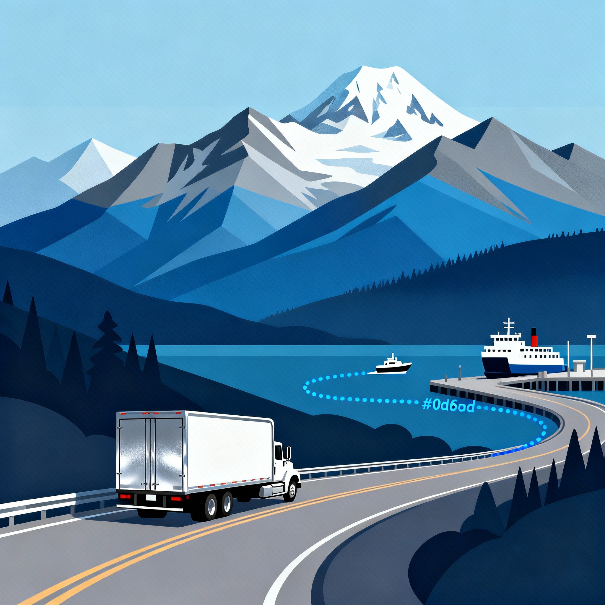 Mode comparison illustration for road, ferry, barge, air